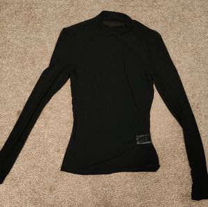 Sheer Mesh Mock Neck Top
